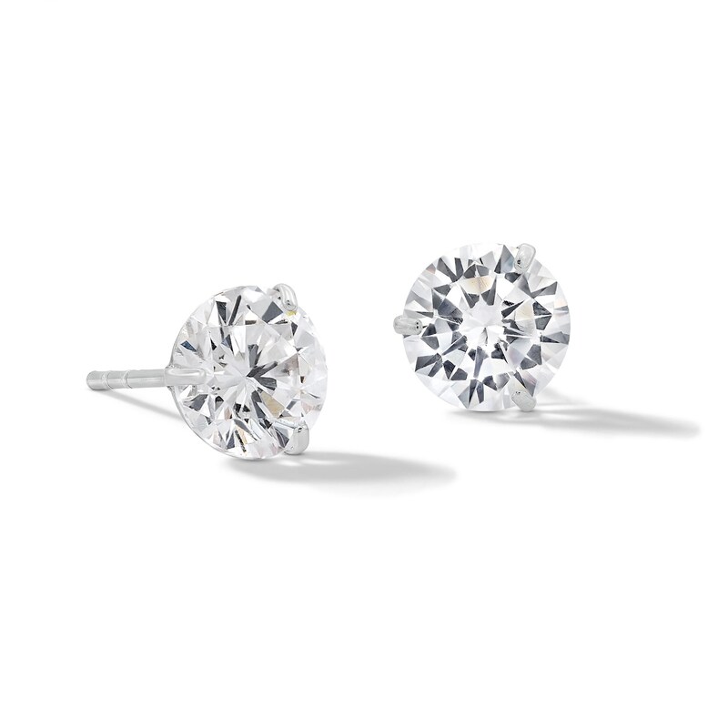 7mm Cubic Zirconia Solitaire Stud Earrings in 14K White Gold