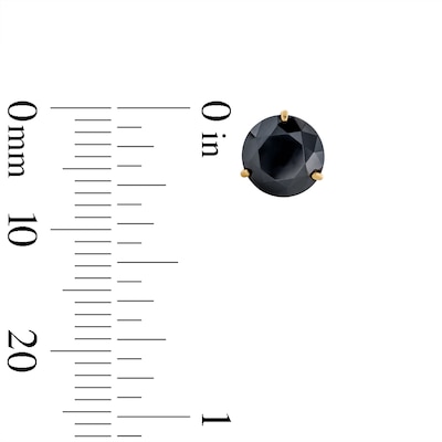14K Solid Gold 7mm Black CZ Martini Solitaire Studs