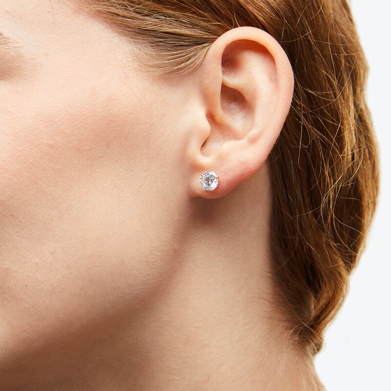Main Image 2 of 7mm Cubic Zirconia Solitaire Stud Earrings in 14K Gold
