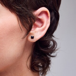 5mm Princess-Cut Black Cubic Zirconia Solitaire Stud Earrings in 14K Gold
