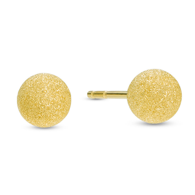 14k Gold Textured Ball Earrings with Post with Friction Back 