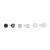 5mm Freshwater Cultured Pearl, Black and White Cubic Zirconia Solitaire Three Pair Stud Earrings Set in 10K Gold