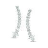 Cubic Zirconia Graduated Curved Bar Crawler Earrings in Sterling Silver