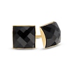 6.0mm Princess-Cut Faceted Black Crystal Solitaire Stud Earrings in 14K Gold