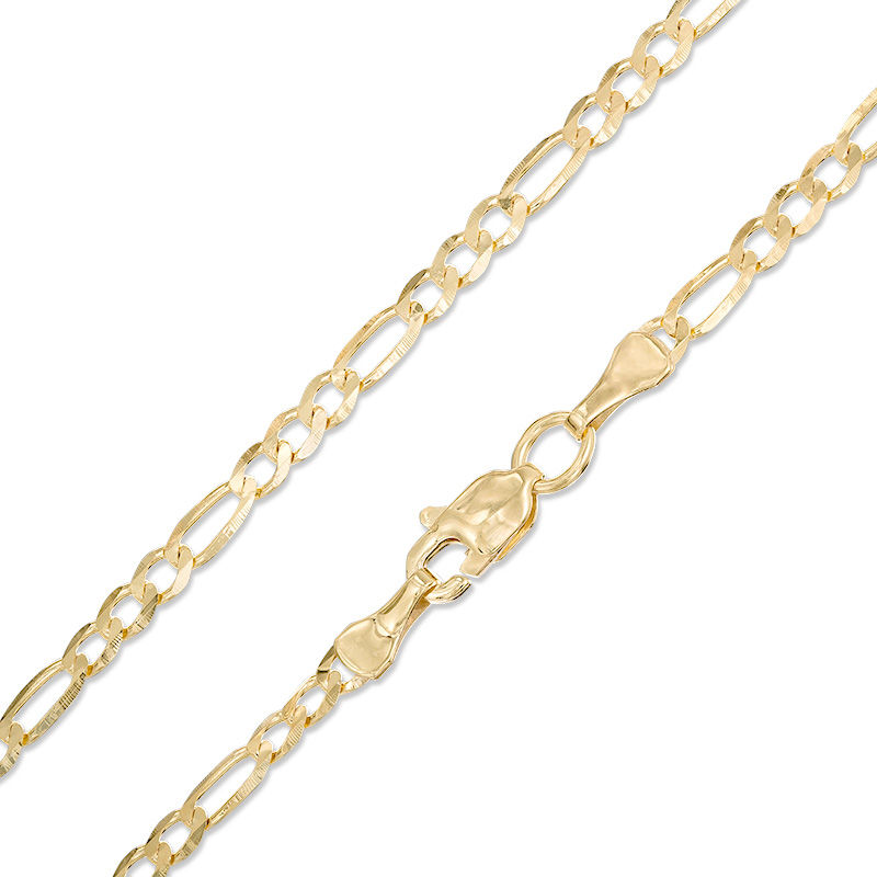 080 Gauge Diamond-Cut Figaro Chain Necklace in 10K Gold - 24"