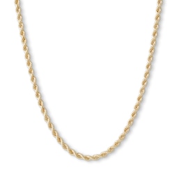 020 Gauge Semi-Solid Rope Chain Necklace in 10K Gold - 22&quot;