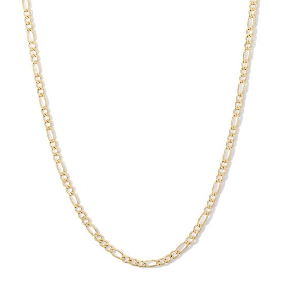 080 Gauge Diamond-Cut Figaro Chain Necklace in 10K Solid Gold - 22"