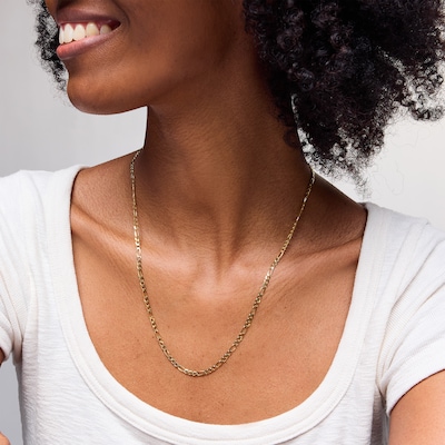 10K Solid Gold Diamond-Cut Figaro Chain - 22"
