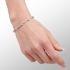 Cubic Zirconia Heart Station Bracelet in Sterling Silver - 7.25"