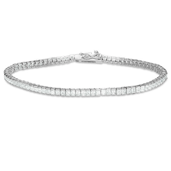 Princess-Cut Cubic Zirconia Tennis Bracelet in Sterling Silver - 7.25"