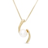 Thumbnail Image 1 of 4 - 4.5mm Freshwater Cultured Pearl Bypass Pendant in 10K Gold