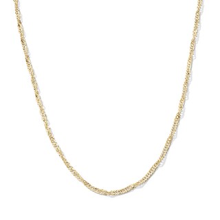 Made in Italy Child's 035 Gauge Singapore Chain Necklace in 14K Hollow Gold - 15"