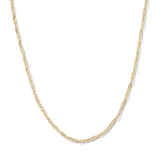 Made in Italy Child's 035 Gauge Singapore Chain Necklace in 14K Hollow Gold - 15"