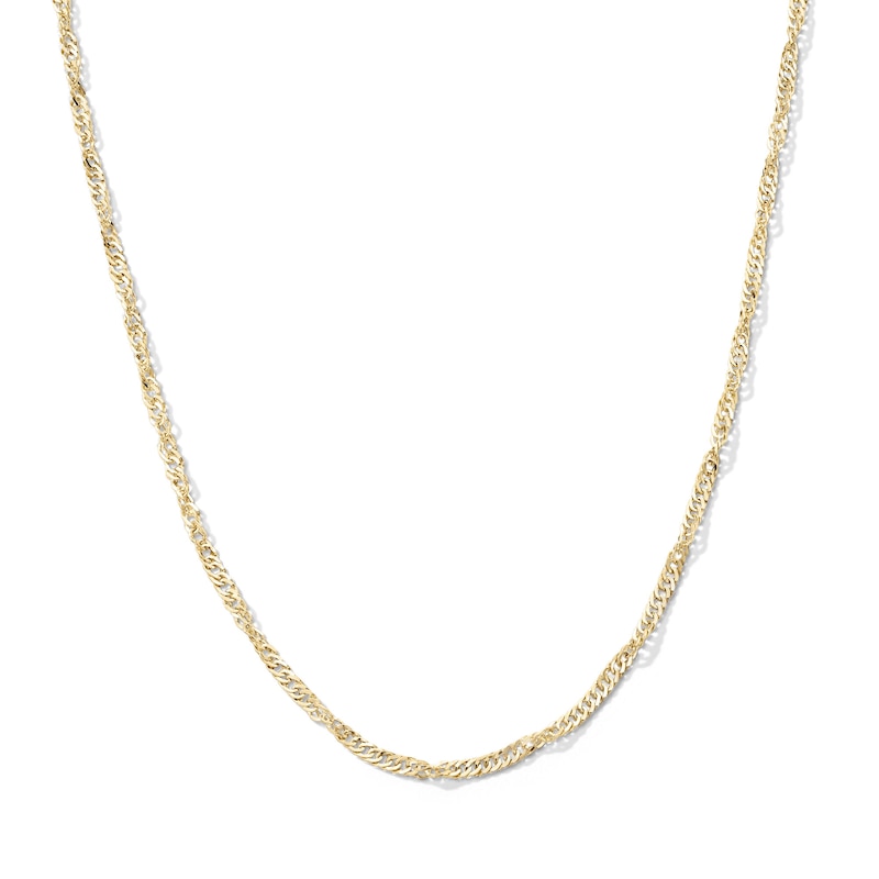 Made in Italy Child's 035 Gauge Singapore Chain Necklace in 14K Hollow Gold - 15"