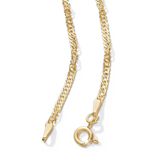 Made in Italy Child's 035 Gauge Singapore Chain Necklace in 14K Hollow Gold - 15"