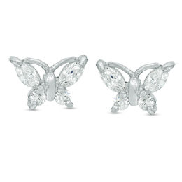 Child's Marquise Cubic Zirconia Butterfly Stud Earrings in Sterling Silver