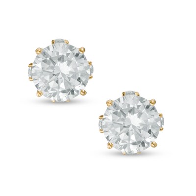 6.25mm Cubic Zirconia Solitaire Stud Earrings in 14K Gold