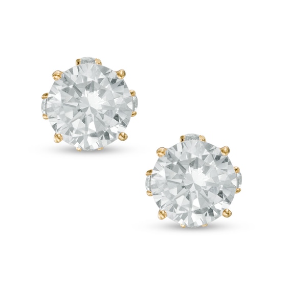 6.25mm Cubic Zirconia Solitaire Stud Earrings in 14K Gold