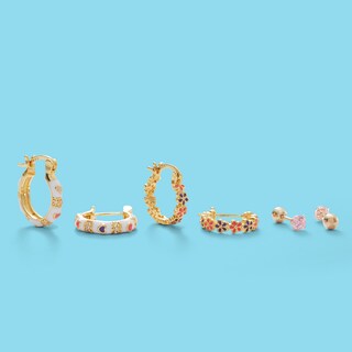 Child's 4mm Pink Cubic Zirconia Reversible Ball Stud Earrings in 14K Gold