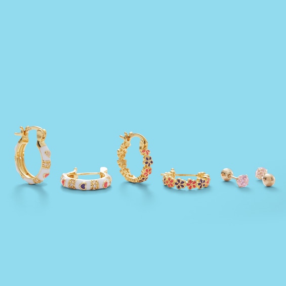 Child's 4mm Pink Cubic Zirconia Reversible Ball Stud Earrings in 14K Gold