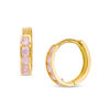 Child's Pink Cubic Zirconia Huggie Hoop Earrings in 14K Gold
