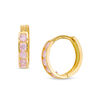 Thumbnail Image 1 of Child's Pink Cubic Zirconia Huggie Hoop Earrings in 14K Gold