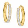 Made in Italy Oval Striped Glitter Enamel Hoop Earrings in 10K Gold