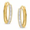 Thumbnail Image 0 of Made in Italy Oval Striped Glitter Enamel Hoop Earrings in 10K Gold