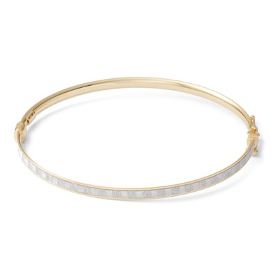 Made in Italy Glitter Enamel Hinged Bangle in 10K Gold