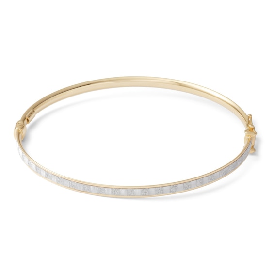 Made in Italy Glitter Enamel Hinged Bangle in 10K Gold