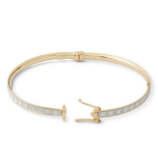 Made in Italy Glitter Enamel Hinged Bangle in 10K Gold