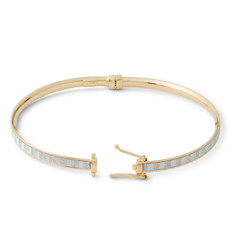 Main Image 2 of Made in Italy Glitter Enamel Hinged Bangle in 10K Gold