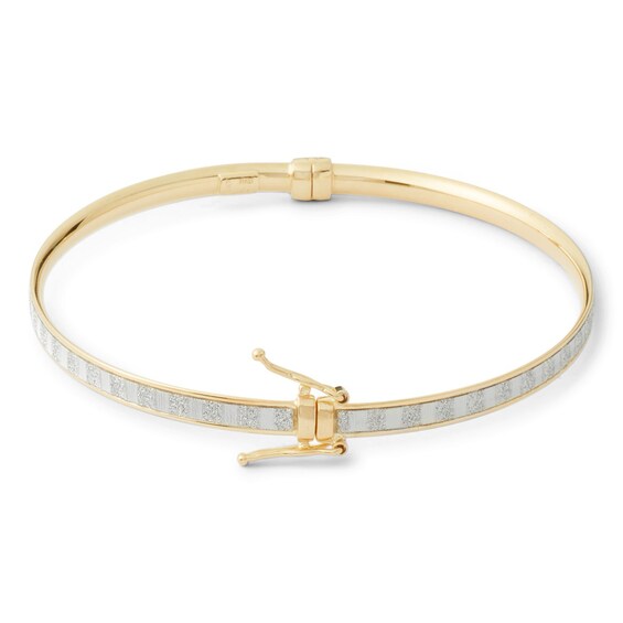 Made in Italy Glitter Enamel Hinged Bangle in 10K Gold