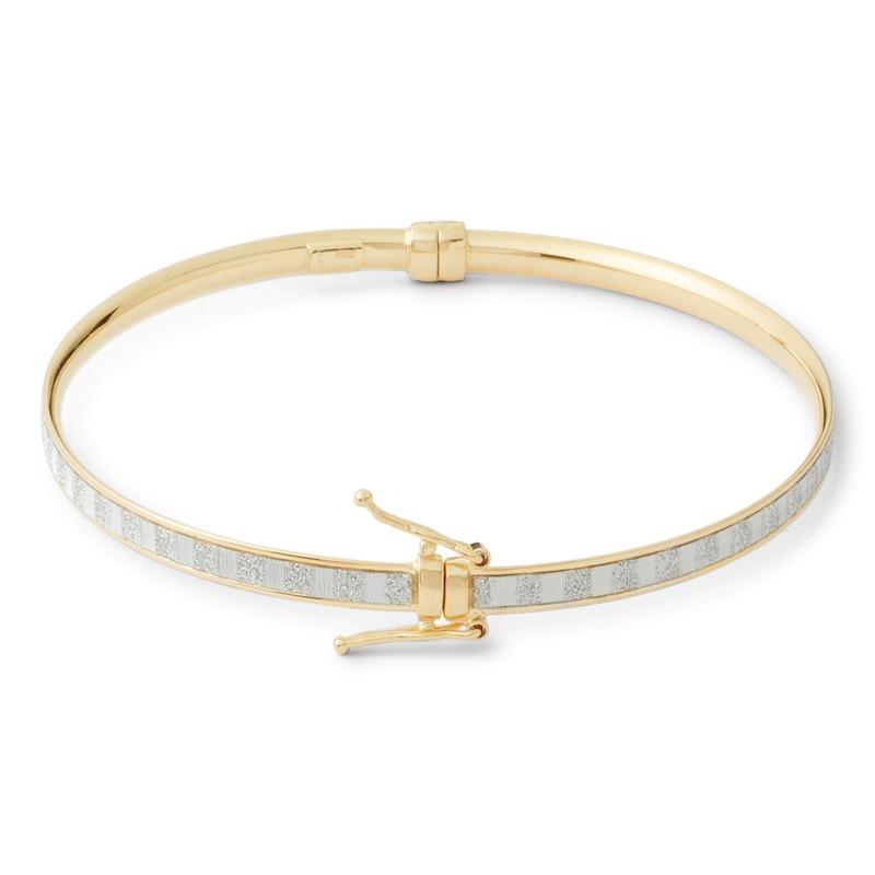 Main Image 3 of Made in Italy Glitter Enamel Hinged Bangle in 10K Gold