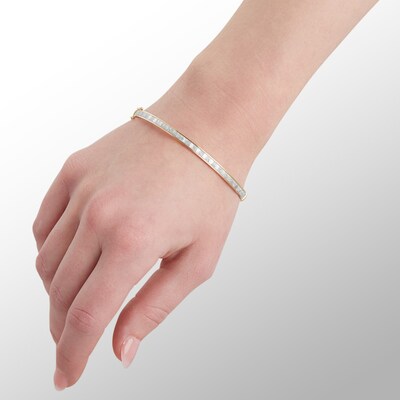 Made in Italy Glitter Enamel Hinged Bangle in 10K Gold