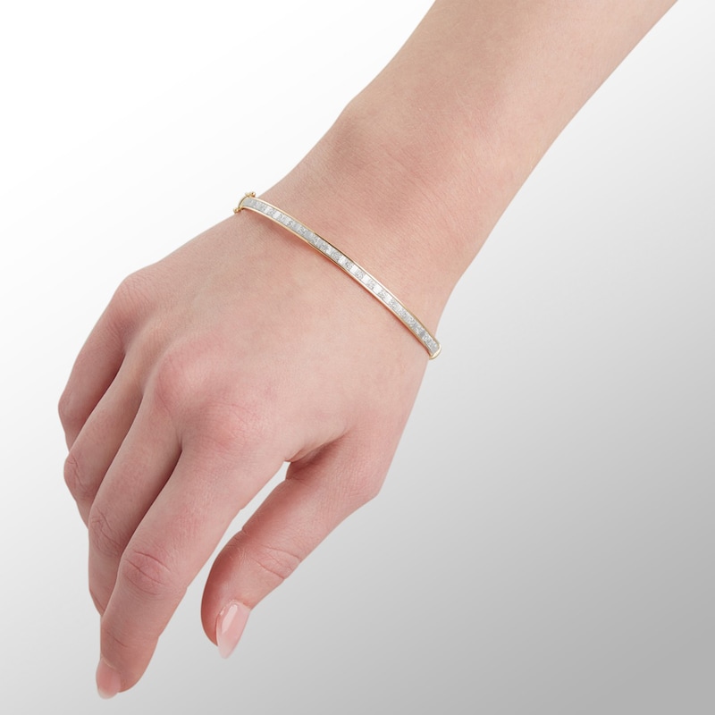 Main Image 4 of Made in Italy Glitter Enamel Hinged Bangle in 10K Gold