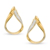 Thumbnail Image 1 of Made in Italy Glitter Enamel Twisted Hoop Earrings in 10K Gold