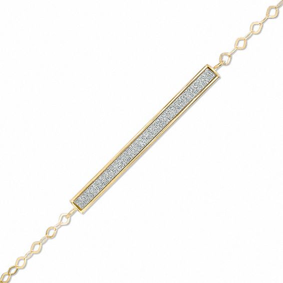 Glitter Enamel Bar Bracelet in 10K Gold -7.5"