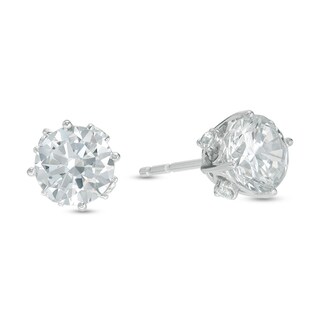 6.25mm Cubic Zirconia Heart Stud Earrings in 14K White Gold