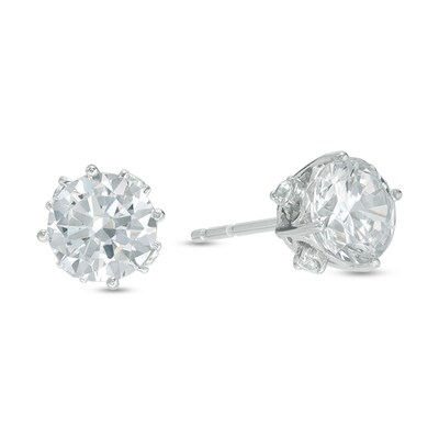 6.25mm Cubic Zirconia Heart Stud Earrings in 14K White Gold