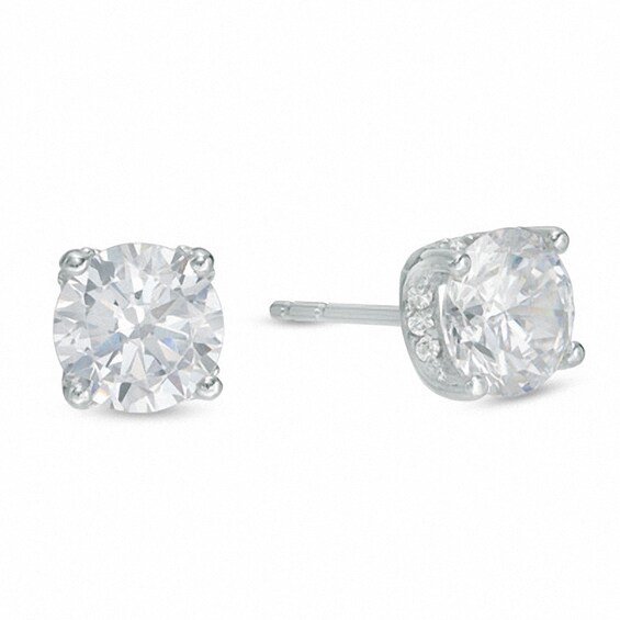 6.5mm Cubic Zirconia Stud Earrings in 14K White Gold