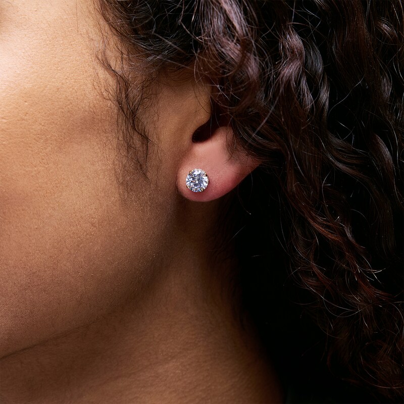 Main Image 2 of 6.5mm Cubic Zirconia Solitaire Stud Earrings in 14K Gold
