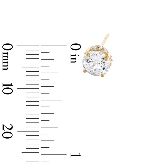 6.5mm Cubic Zirconia Solitaire Stud Earrings in 14K Gold