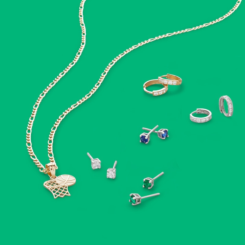 Main Image 2 of Child's 050 Gauge Figaro Chain Necklace in 14K Gold - 16"