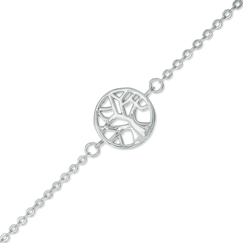 Main Image 1 of Family Tree Disc Anklet in Sterling Silver -10"