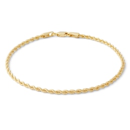 10K Hollow Gold Rope Chain Bracelet - 7.5&quot;