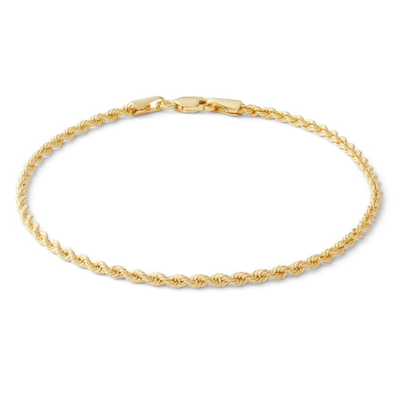 2.1mm Rope Chain Bracelet in 10K Gold - 7.5"
