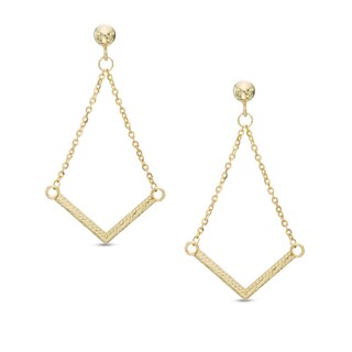 Chevron Drop Earrings in 10K Gold