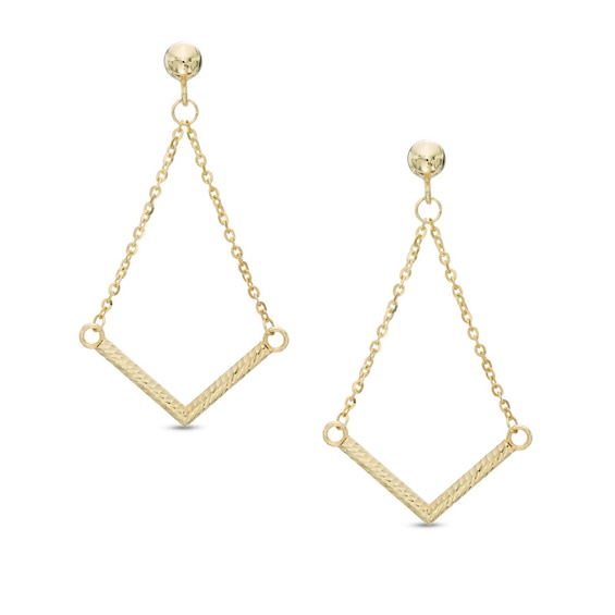 Chevron Drop Earrings in 10K Gold