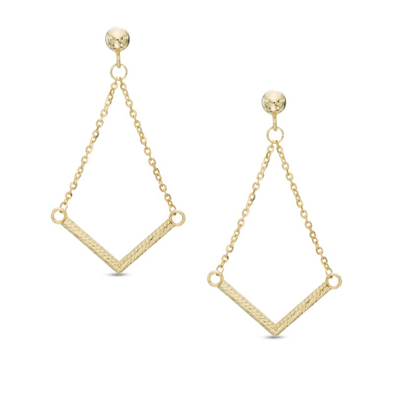 Chevron Drop Earrings in 10K Gold